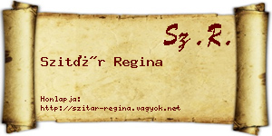 Szitár Regina névjegykártya